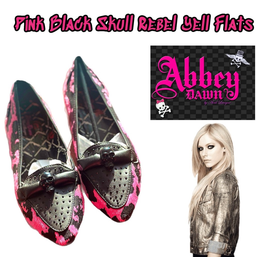 Brand New in Box Abbey Dawn Skull Rebel Flats in Hot Pink